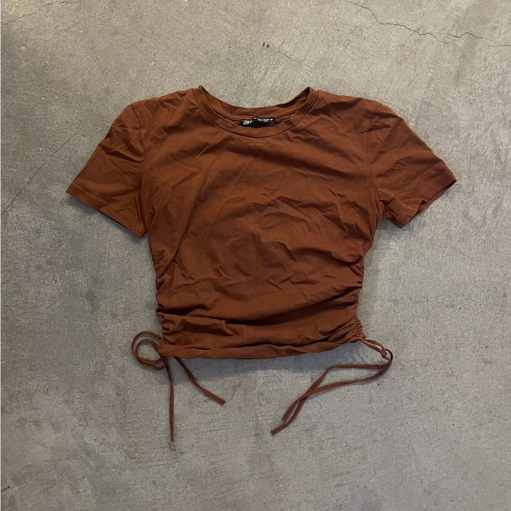 Zara brown crop tee